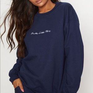 Pretty Little Thing Navy Embroidered Sweatshirt